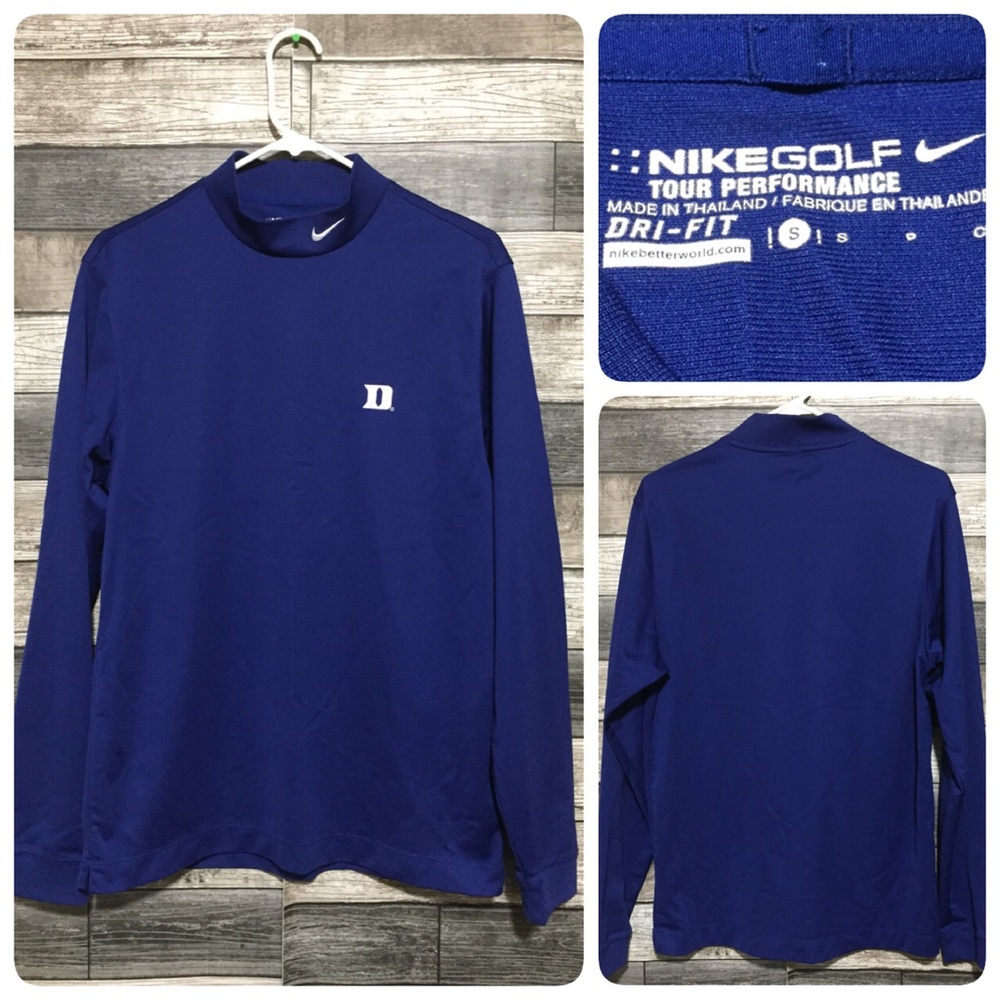 Nike Golf Tour Performance Duke Blue Devils Mock Neck Shirt Men’s S Blue